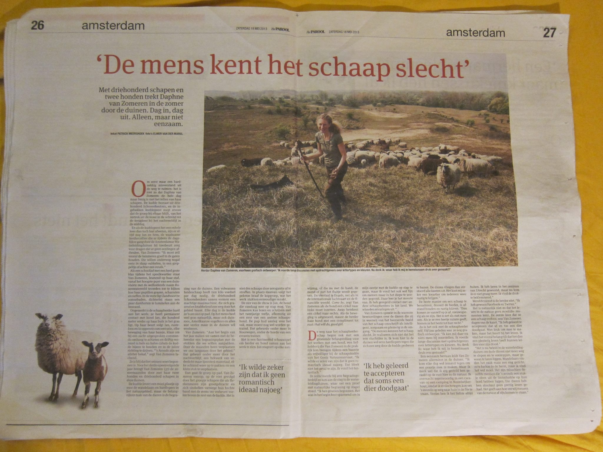 Parool - 18 mei 2013 _ interview met schaapherder Daphne van Zomeren